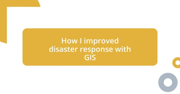 How I improved disaster response with GIS