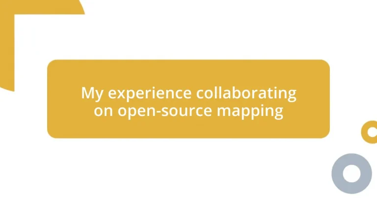 My experience collaborating on open-source mapping