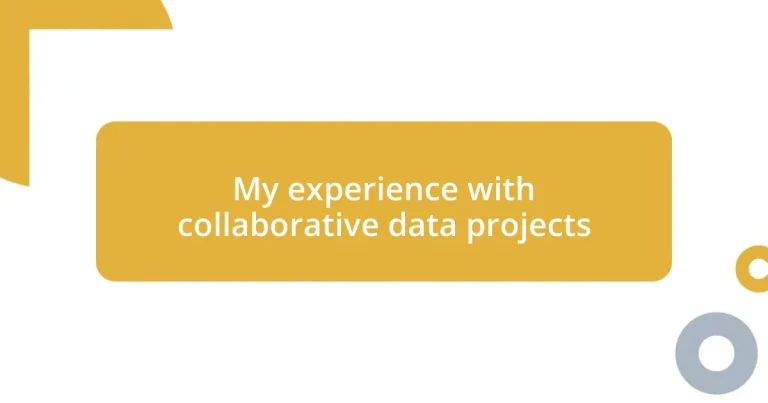 My experience with collaborative data projects